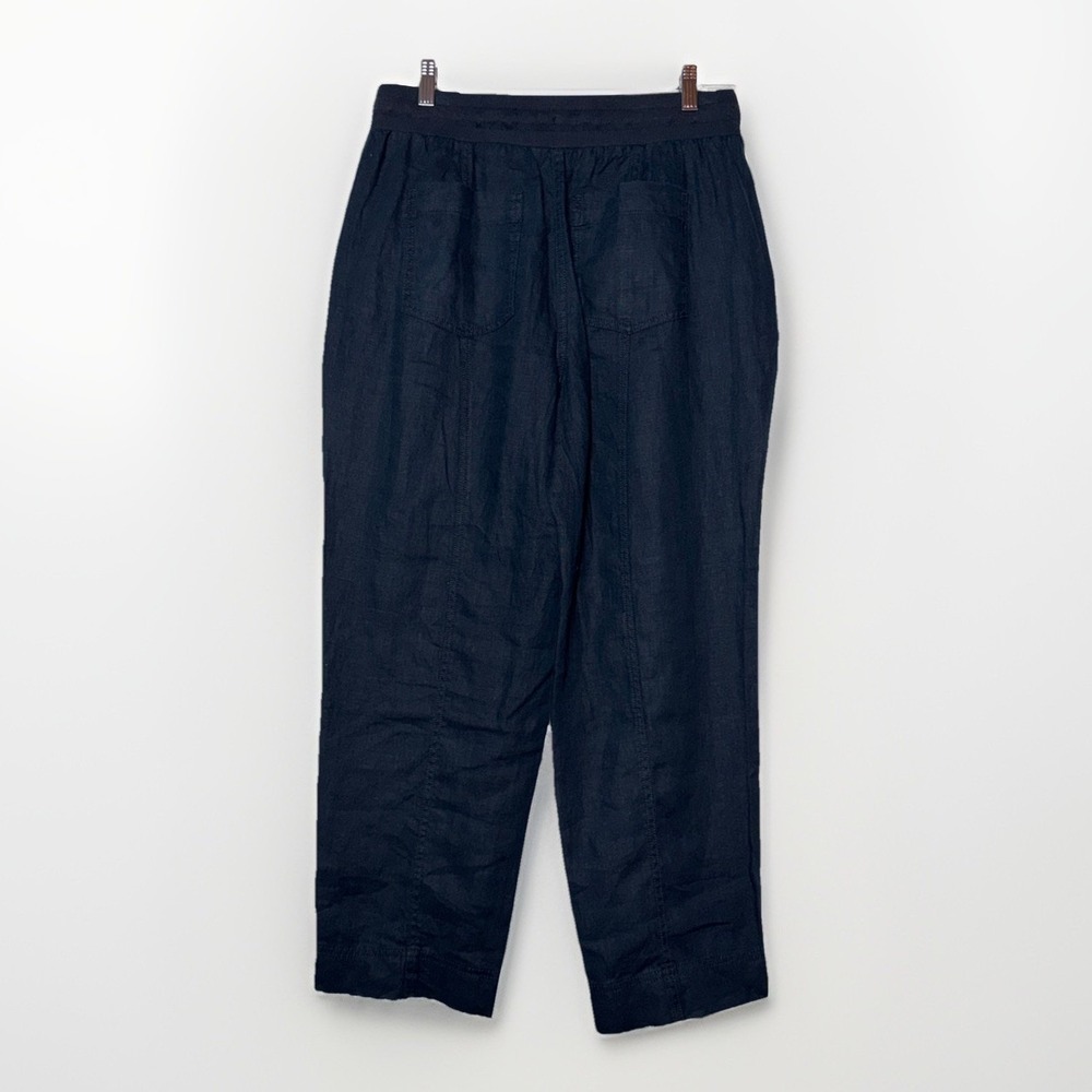 Talbots Women's Pull-On Navy Blue Linen Ankle Pants Size Medium NWT 31x26.5"